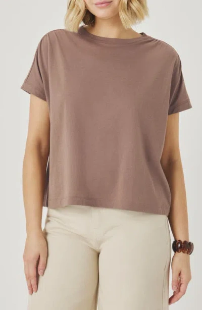 Splendid Rebecca Shirred Sleeve Cotton Blend T-shirt In Brown