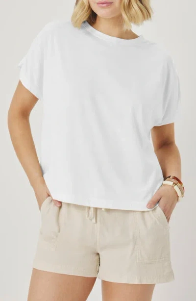 Splendid Rebecca Shirred Sleeve Cotton Blend T-shirt In White