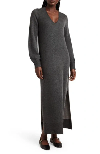 Splendid Renee Long Sleeve Maxi Sweater Dress In Heather Shadow