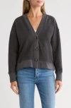 Splendid Reversed Terry V-neck Cardigan In Gray