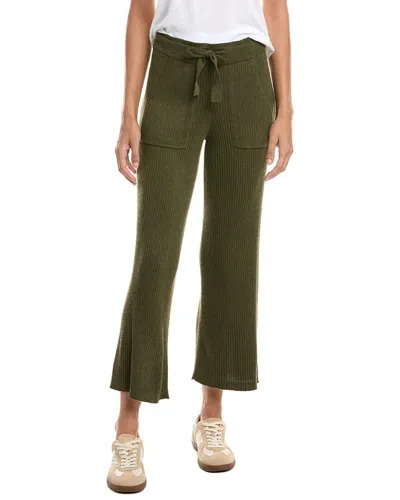 Splendid Rib Knit Wide Leg Crop Pant In Green