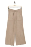 Splendid Rib Knit Wide Leg Crop Pants In Camel