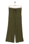 Splendid Rib Knit Wide Leg Crop Pants In Green