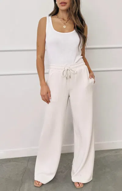Splendid Rib Scuba Wide Leg Pant In Pearl In White