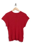 Splendid Ribbed Short Sleeve Sweater In Red
