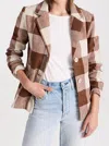 Splendid Ricki Plaid Blazer In Cognac Plaid In Beige