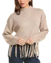 Splendid Riley Fringe Wool-blend Sweater In Brown