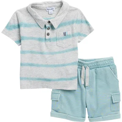 Splendid Babies'  Ripple Wave Polo & Shorts Set In Gray
