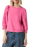 Splendid Rory Embroidered Eyelet Sleeve Sweatshirt In Lilac Rose
