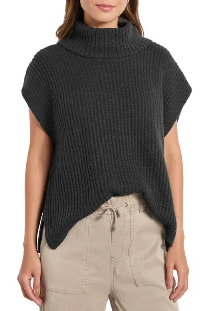 Splendid Rosalie Turtleneck Short Sleeve Sweater In Black