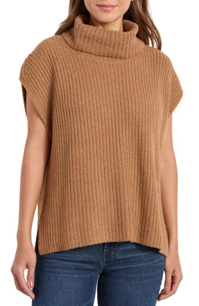 Splendid Rosalie Turtleneck Short Sleeve Sweater In Brown