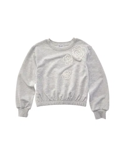 Splendid Kids' Rose Embroidery Toss Sweatshirt In Gray