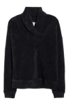 Splendid Rowan Fuzzy Cowl Neck Sweater In Black