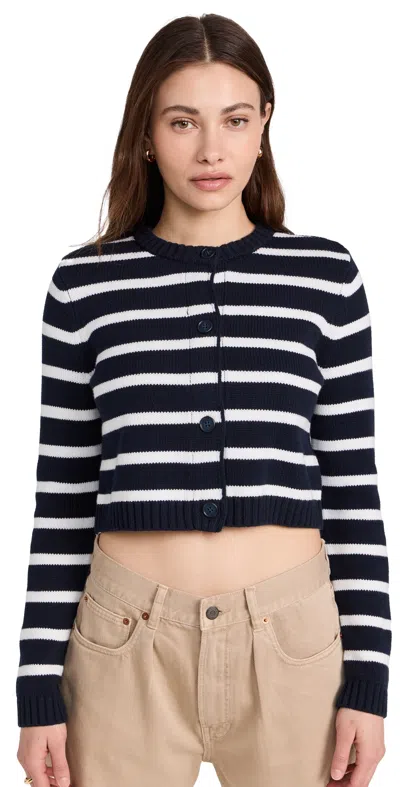 Splendid Rowena Stripe Cotton Blend Crop Cardigan In White