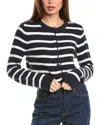 Splendid Rowena Stripe Cotton Blend Crop Cardigan In White
