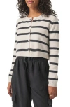 Splendid Rowena Stripe Crop Cardigan In Moonstone/lead