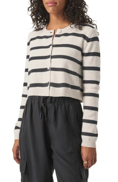 Splendid Rowena Stripe Crop Cardigan In Moonstone/lead