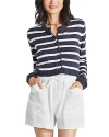 Splendid Rowena Stripe Cotton Blend Crop Cardigan In Navy/white
