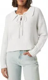 Splendid Roxie Lace Up Sweater In White In White