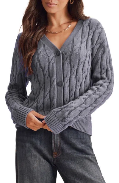 Splendid Rubi Cable Knit Cardigan In Ash Navy Blue