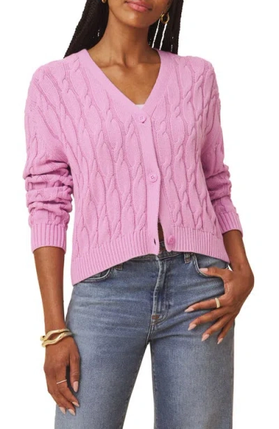 Splendid Rubi Cable Knit Cardigan Sweater In Pink