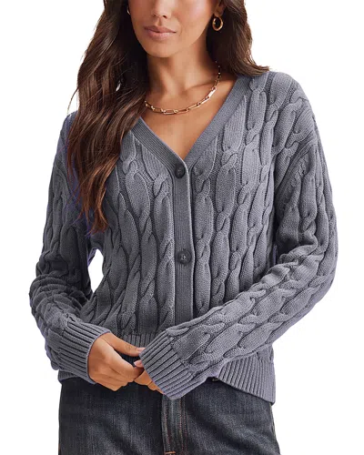 Splendid Rubi Cable Knit Cardigan Sweater In Gray