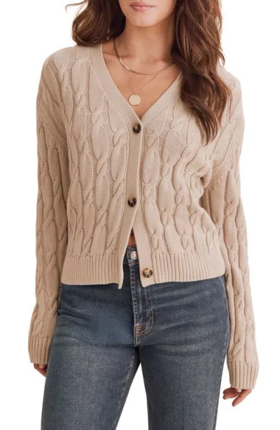 Splendid Rubi Cable Knit Cardigan In Wheat Beige