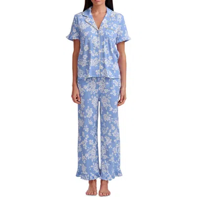 Splendid Ruffle Trim Pajamas In Blue