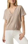 Splendid Sabrina Pointelle Short Sleeve Sweater In Fawn