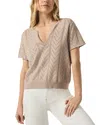 Splendid Sabrina Pointelle Short Sleeve Sweater In Fawn
