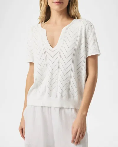 Splendid Sabrina Pointelle Sweater In White