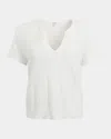 Splendid Sabrina Pointelle Short Sleeve Sweater In White