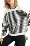 Splendid Sabrina Stripe Sweater In Black/ice Stripe
