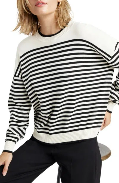 Splendid Sabrina Stripe Sweater In Black/ice Stripe