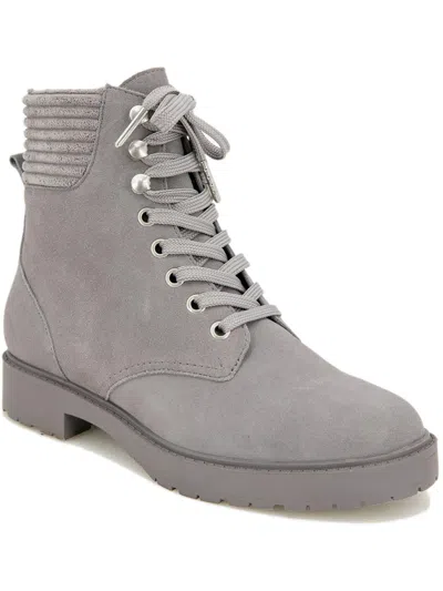 Splendid Sadie Womens Suede Almond Toe Combat & Lace-up Boots In Gray