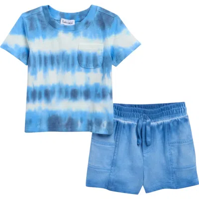 Splendid Babies'  Sagrasso Tie Dye Pocket T-shirt & Drawstring Shorts Set In Blue