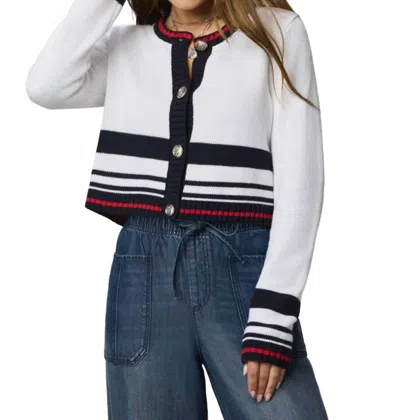 Splendid Sailor Striped Cardigan In White