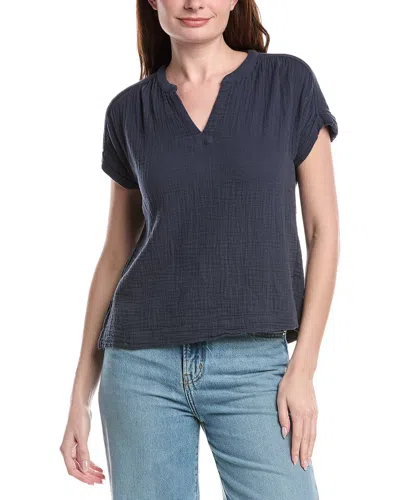 Splendid Saint Tropez Gauze Blouse In Blue
