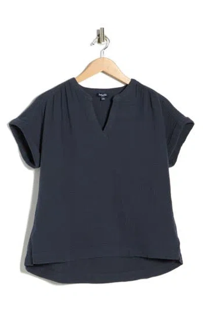Splendid Saint Tropez Gauze Top In Blue