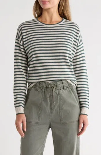 Splendid Sally Stripe Cashmere Sweater In Black