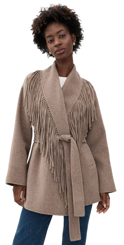Splendid Sandra Fringe Jacket Taupe Grey In Brown