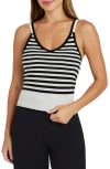 Splendid Santina Stripe Sweater Tank In Black/ice Strp