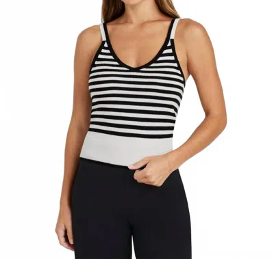Splendid Santina Stripe Sweater Tank In Black/ice In Multi