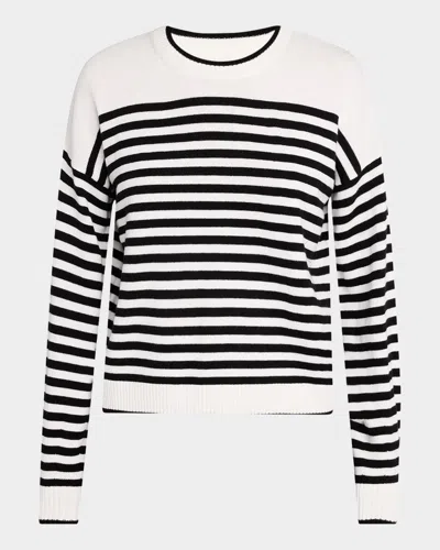 Splendid Santina Striped Sweater In Blackice Strp