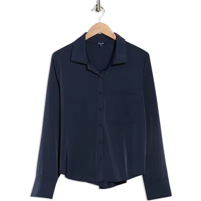 Splendid Satin Button-up Shirt In Blue