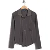 Splendid Satin Button-up Shirt In Gray