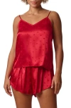 Splendid Satin Cami Short Pajamas In Chili Pepper