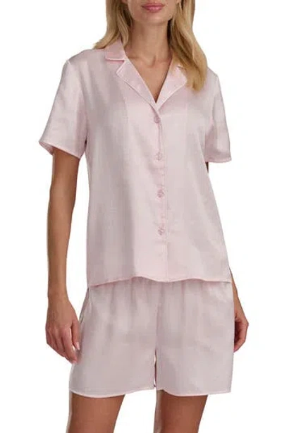 Splendid Satin Notch Collar & Boxer Pajamas In Pink
