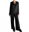 Splendid Satin Silk Pajama Set In Black In Black