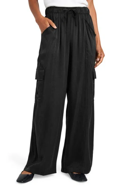 Splendid Savannah Wide Leg Sateen Pants In Black